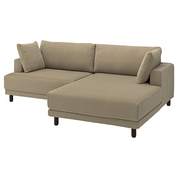UPPÅKRA 3-zits modulaire bank, met chaise longue, rechts/Johanneshov bruin-beige