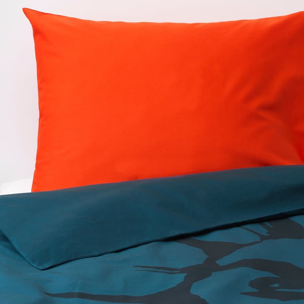 urskog dekbedovertrek met 1 sloop leeuw donkerblauw 140x200 60x70 cm ikea