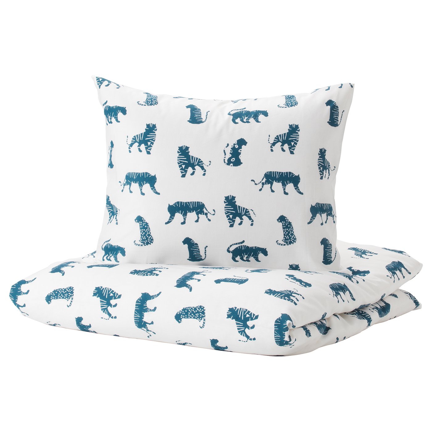 urskog dekbedovertrek met 1 sloop tijger blauw 140x200 60x70 cm ikea