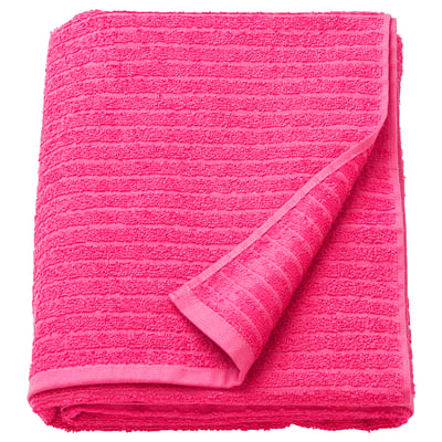 Felroze VÅGSJÖN handdoek, gevouwen met getextureerd weefsel, puur katoen, zacht, absorberend, voor badkamer of sportschool.