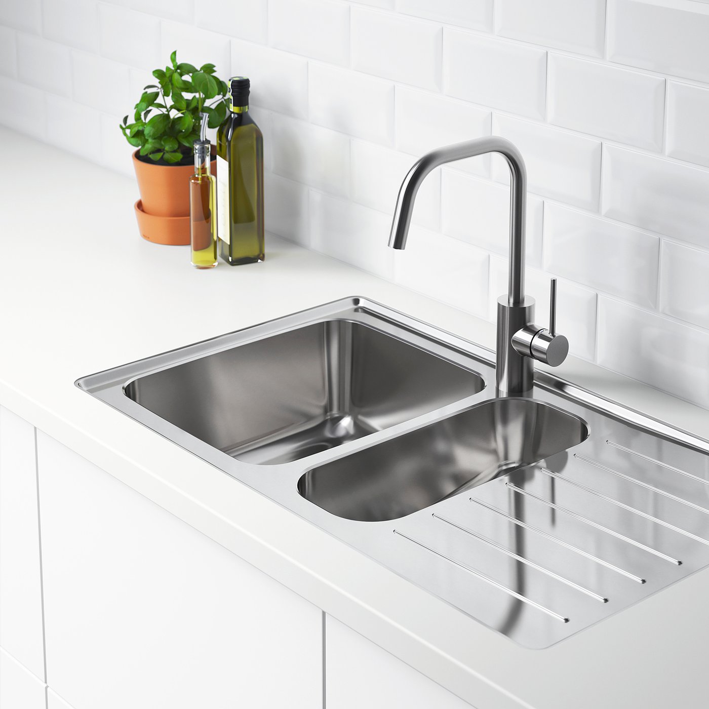 vattudalen inbouwspoelbak 1 bak met afdruip roestvrij staal voor maatwerkblad laminaat 87x53 cm ikea