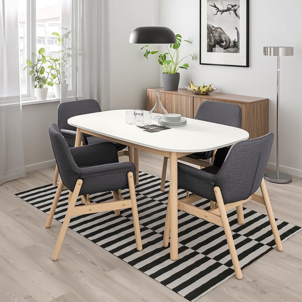 vedbo vedbo tafel en 4 stoelen wit berken ikea