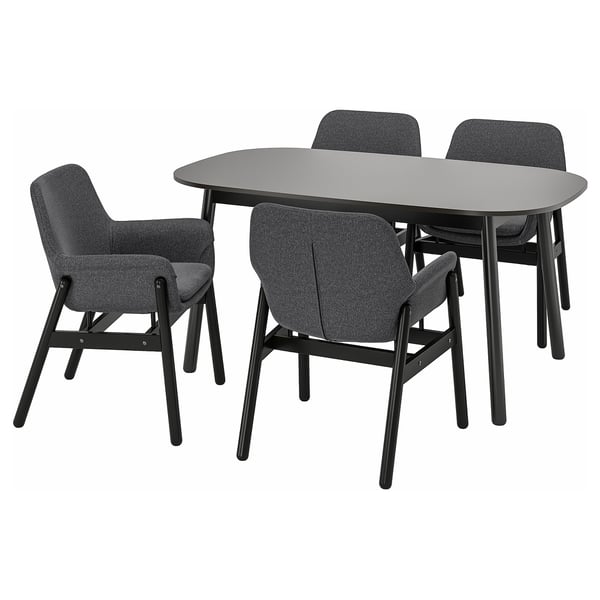 vedbo vedbo tafel en 4 stoelen zwart zwart ikea