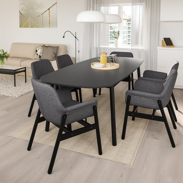vedbo vedbo tafel met 6 stoelen zwart zwart ikea