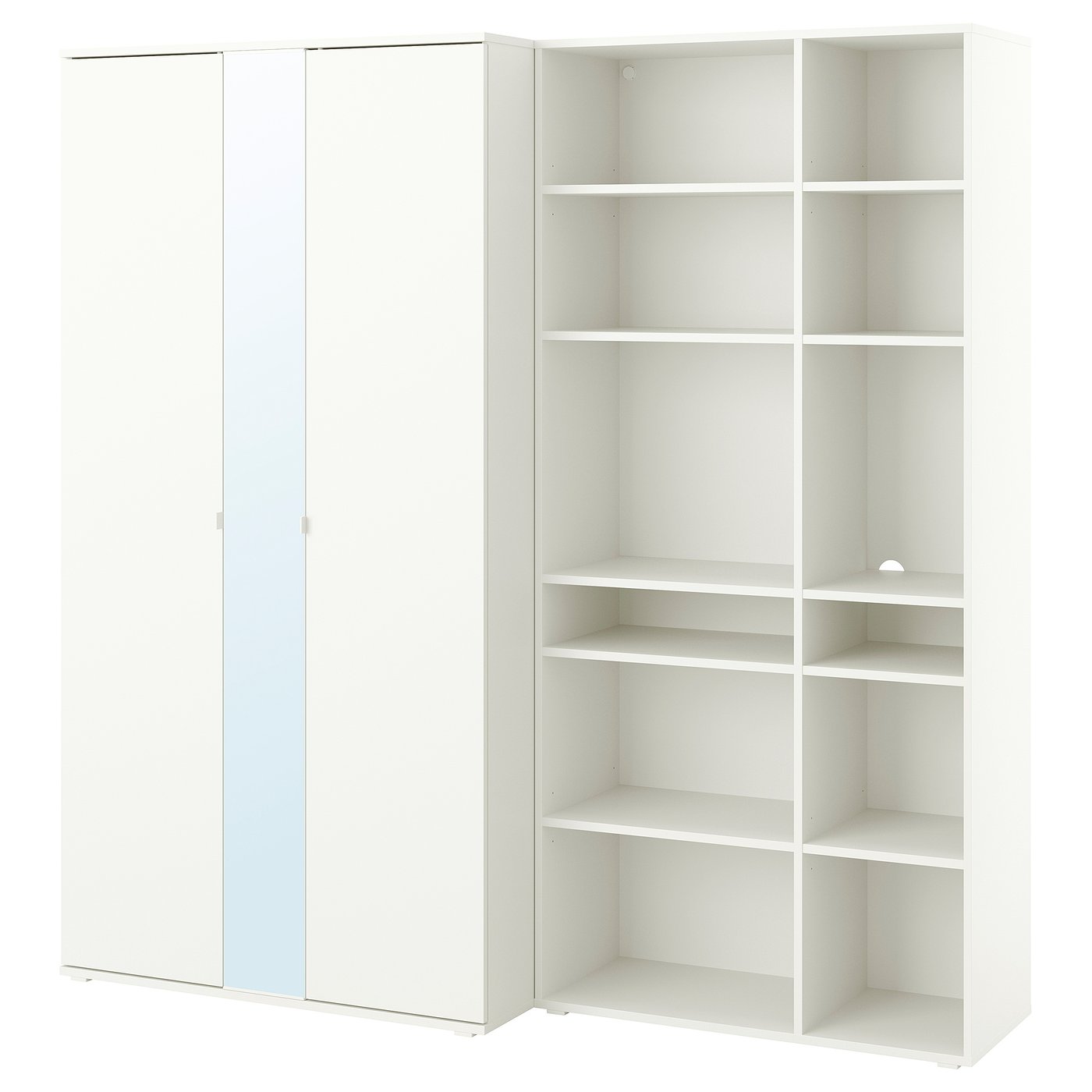 VIHALS Kledingkastcombinatie wit/spiegelglas 200x57x200 cm