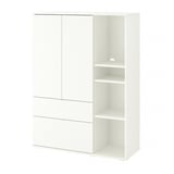 Ikea VIHALS wit opbergmeubel met legplanken, lades en kast.