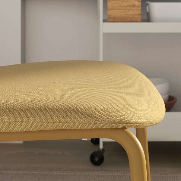 VIHALS / VIHALS Tafel en 4 stoelen, groen/geel Tibbleby-geel, 120/180x74 cm