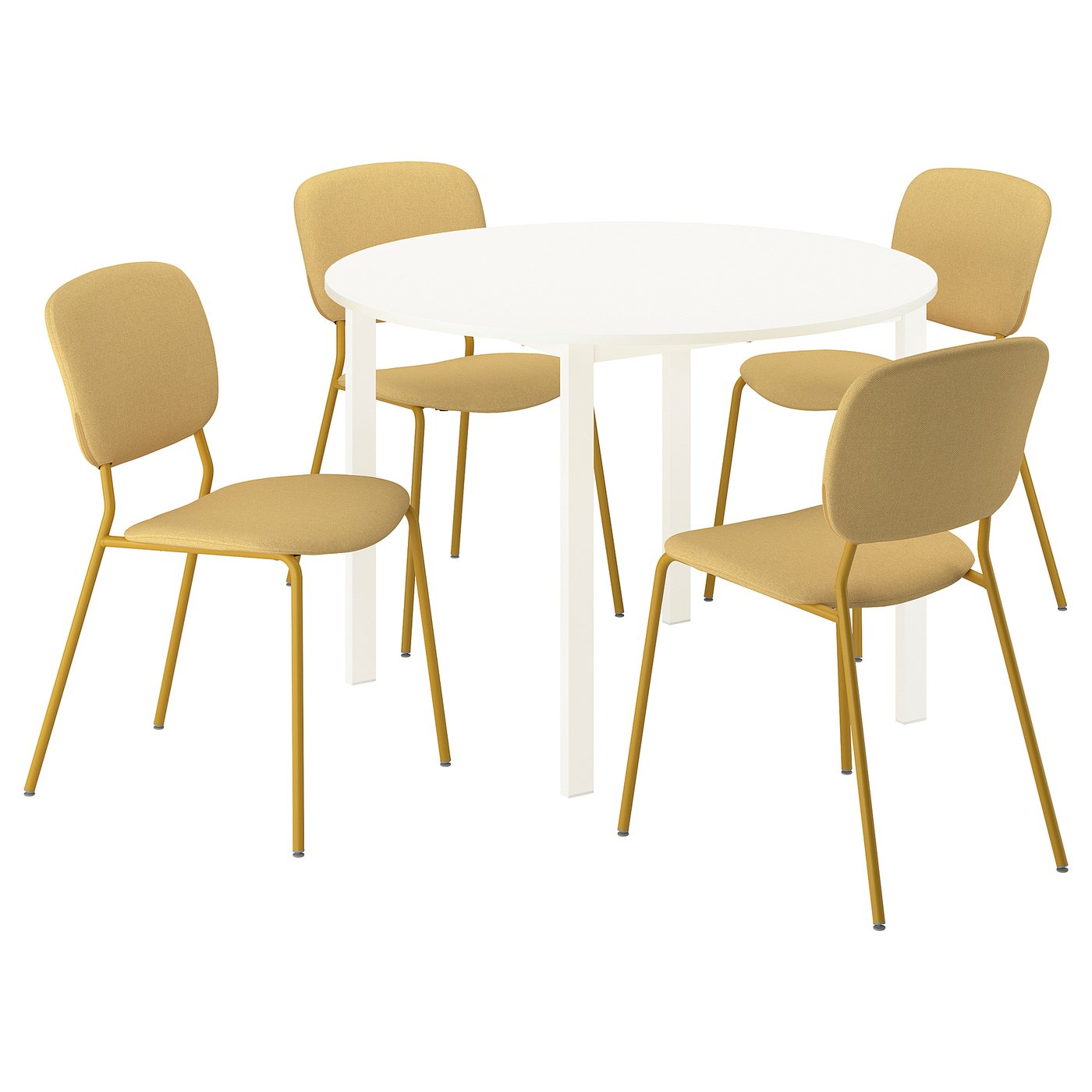 VIHALS / VIHALS Tafel en 4 stoelen wit wit/geel Tibbleby-geel 107 cm