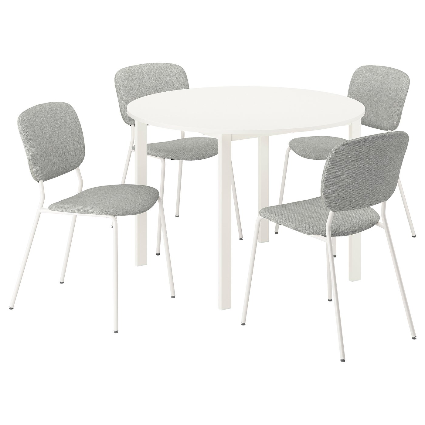 VIHALS / VIHALS Tafel en 4 stoelen wit wit/wit Tibbleby beige-grijs 107 cm