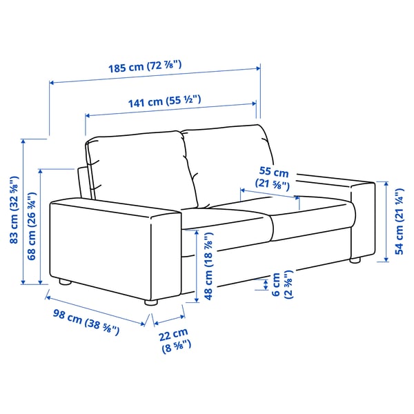 Monarch vervolgens Tutor 2-zitsbank, VIMLE, met brede armleuningen - IKEA