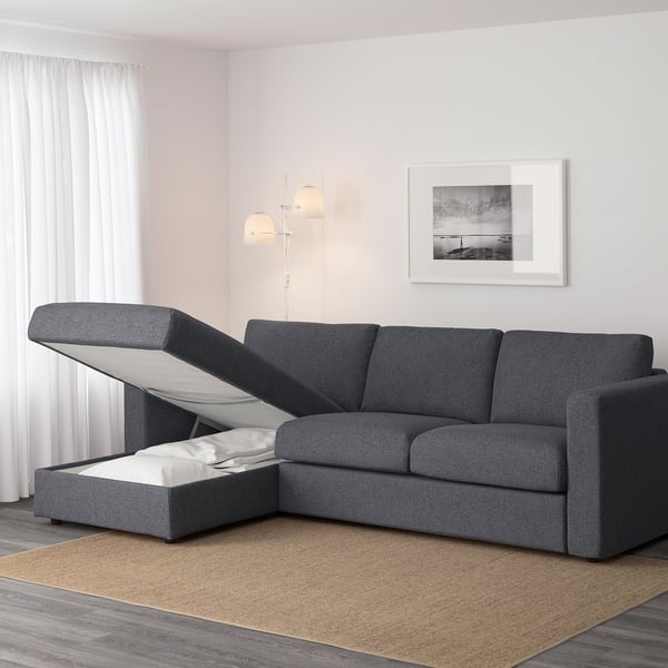 Vimle 3 Zitsbank Met Chaise Longue Gunnared Middengrijs Ikea