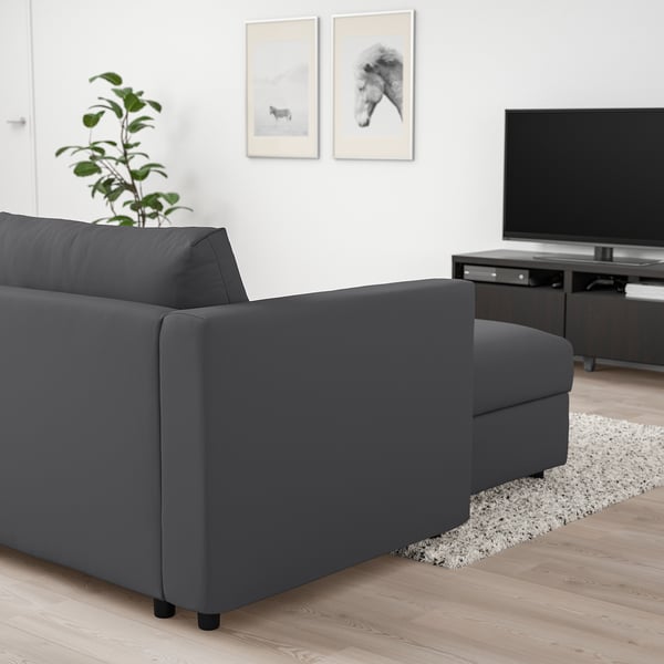 3-zitsbank met chaise VIMLE, grijs - IKEA