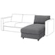 De VIMLE bank in grijs met een chaise longue. Het is modern, met strakke lijnen en een afneembare, machinewasbare hoes.