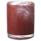 Rood glazen kandelaar, cilindrisch, geschilderd, reflecterend patroon.