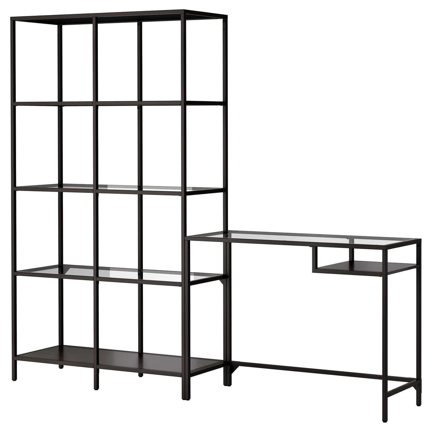 vittsjo open kast met laptoptafel zwartbruin glas 200x36x175 cm ikea