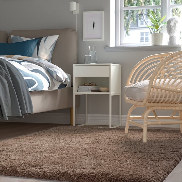 VOLLERSLEV Vloerkleed, hoogpolig, beige, 133x195 cm