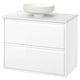 ÄNGSJÖN white bathroom cabinet with marble sink, clean lines, two drawers, modern look.