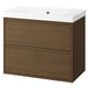 Iekjön bathroom vanity: wall-mounted, dark brown oak effect, ceramic sink, minimalist design.