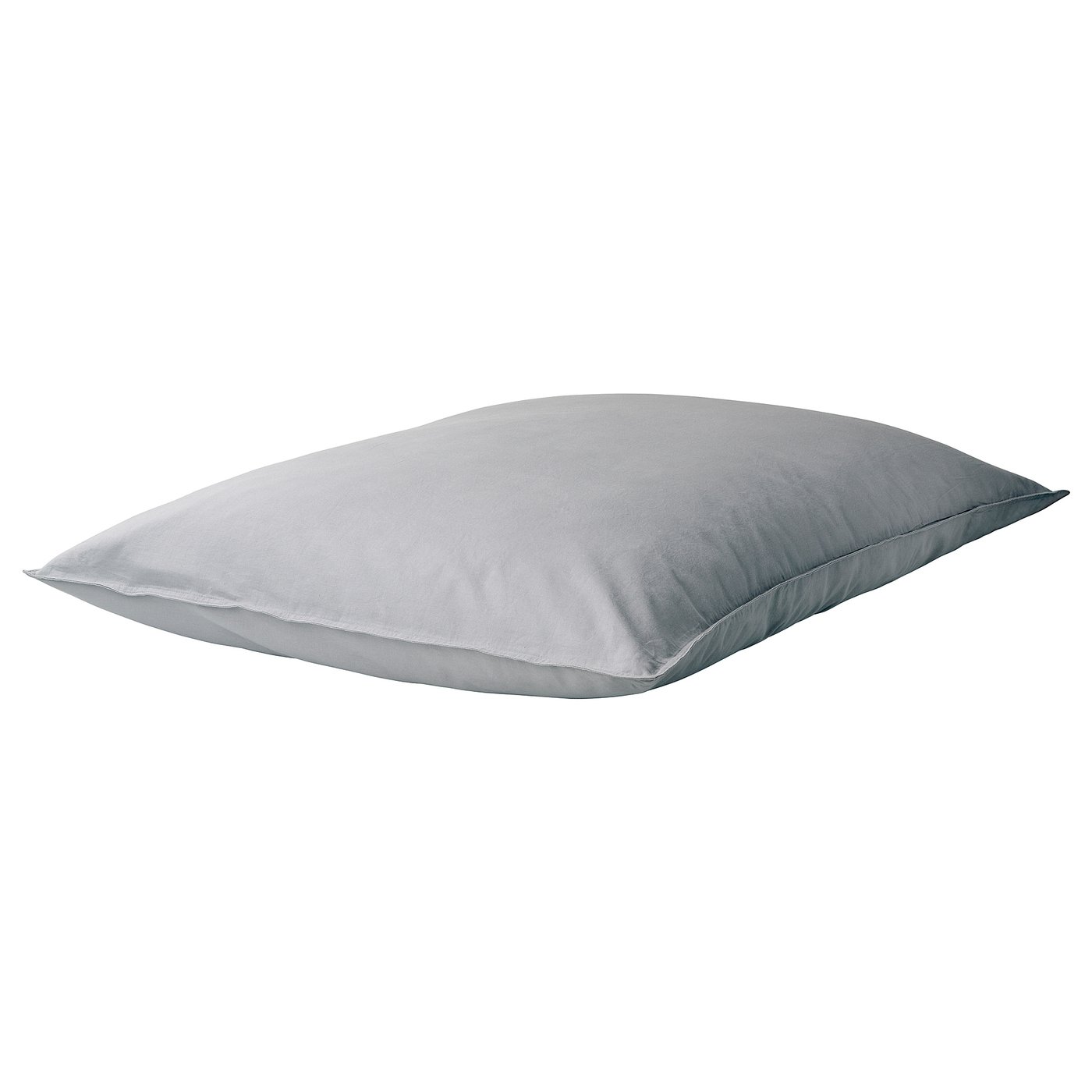 ÄNGSLILJA grey cotton pillow, smooth texture, square shape, simple design.