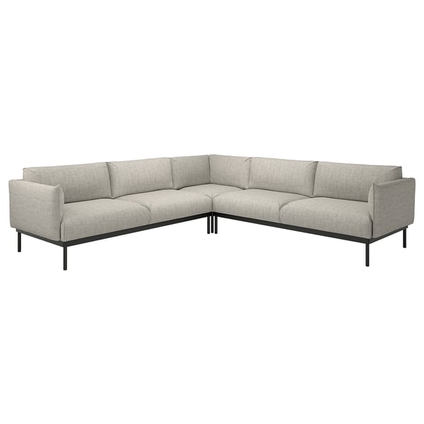 ÄPPLARYD Corner sofa, 4-seat, Lejde light grey