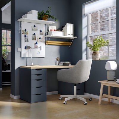 ALEX Drawer unit, black-blue, 36x70 cm