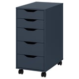 ALEX Drawer unit on castors, black-blue, 36x76 cm