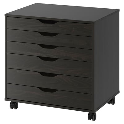 ALEX Drawer unit on castors, black-brown, 67x66 cm