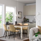 ÅLHULT / NORDMANSSKÄR Table and 4 chairs, beige/brown/Letafors yellow-beige black, 120x80 cm