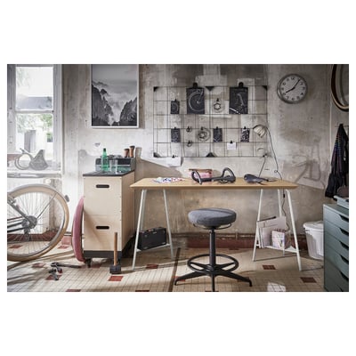ANFALLARE / TILLSLAG Desk, bamboo/white, 140x65 cm