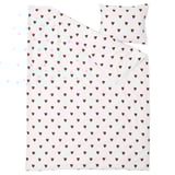 BARNDRÖM Duvet cover and pillowcase, white red/heart pattern, 150x200/50x60 cm