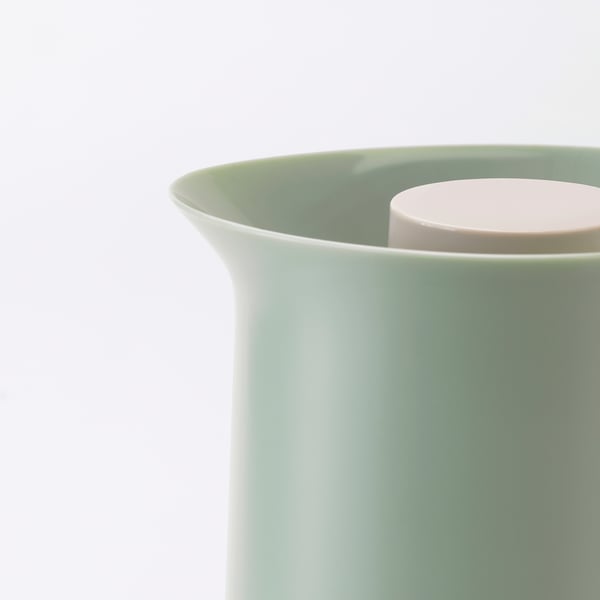 BEHÖVD Vacuum flask, light green/beige, 1 l