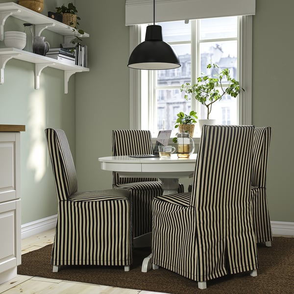 BERGMUND Chair with long cover, white/black/white