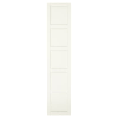 A white BERGSBO door with a four-panel design. Its made of fiberboard and has a modern, rectangular shape with a smooth finish.