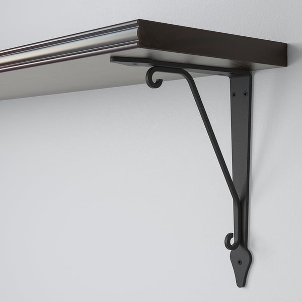 BERGSHULT / KROKSHULT Wall shelf, brown-black/anthracite, 120x20 cm