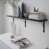 BERGSHULT / KROKSHULT Wall shelf, brown-black/anthracite, 120x20 cm