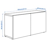 BESTÅ Shelf unit with glass doors, white Glassvik/white/light green clear glass, 120x42x64 cm