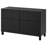 BESTÅ Storage combination w doors/drawers, black-brown/Timmerviken/Stubbarp black, 120x42x74 cm