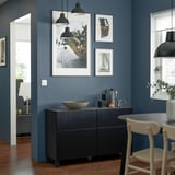 BESTÅ Storage combination w doors/drawers, black-brown/Timmerviken/Stubbarp black, 120x42x74 cm