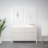 BESTÅ Storage combination w doors/drawers, white/Lappviken light grey, 120x42x74 cm