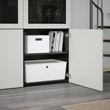 BESTÅ Storage combination w glass doors, black-brown/Lappviken light grey clear glass, 120x42x193 cm