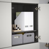 BESTÅ Storage combination with doors, black-brown/Lappviken light grey, 120x42x193 cm