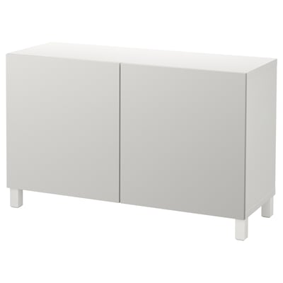 BESTÅ Storage combination with doors, white/Lappviken light grey, 120x42x74 cm