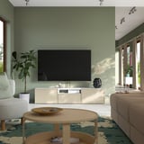 BESTÅ TV bench, white/Krukmakare beige, 180x42x39 cm