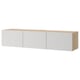 BESTÅ TV bench with doors, white stained oak effect/Lappviken light grey, 180x42x38 cm