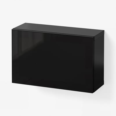 BESTÅ Wall-mounted cabinet combination, black-brown Glassvik/black smoked glass, 60x22x38 cm
