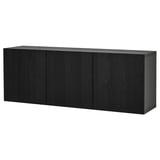 BESTÅ Wall-mounted cabinet combination, black-brown/Timmerviken black, 180x42x64 cm