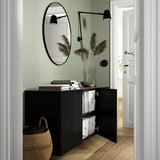 BESTÅ Wall-mounted cabinet combination, black-brown/Timmerviken black, 180x42x64 cm