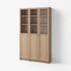 BILLY / OXBERG Bookcase comb w panel/glass doors, oak effect, 120x30x202 cm