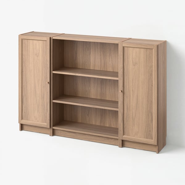 BILLY / OXBERG Bookcase combination with doors, oak effect, 160x106 cm
