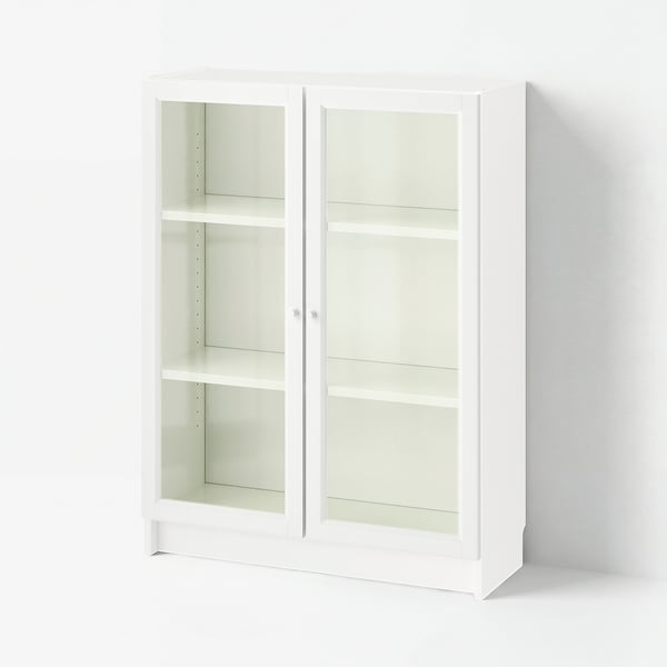 BILLY / OXBERG Bookcase with glass-doors, white, 80x30x106 cm